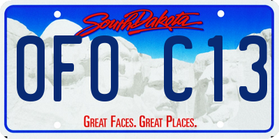 SD license plate 0FOC13