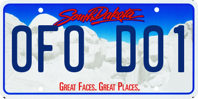 SD license plate 0FOD01