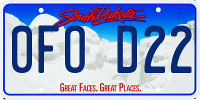 SD license plate 0FOD22
