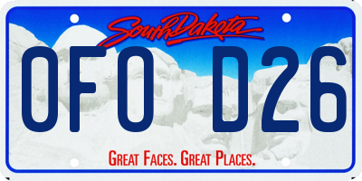 SD license plate 0FOD26
