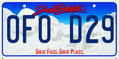 SD license plate 0FOD29