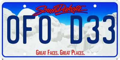 SD license plate 0FOD33