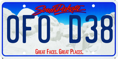 SD license plate 0FOD38