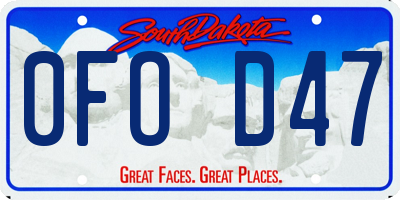 SD license plate 0FOD47