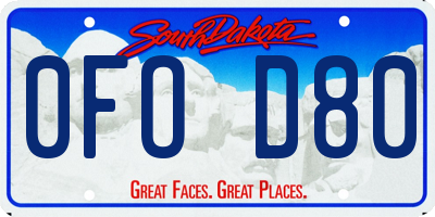 SD license plate 0FOD80