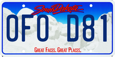 SD license plate 0FOD81