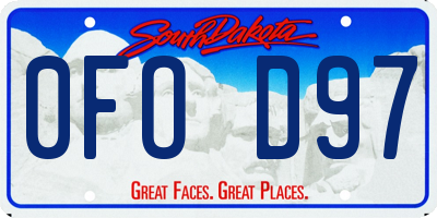 SD license plate 0FOD97