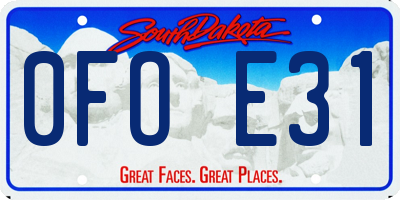 SD license plate 0FOE31