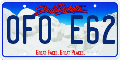 SD license plate 0FOE62