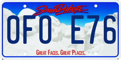 SD license plate 0FOE76