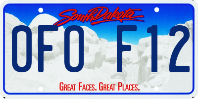 SD license plate 0FOF12