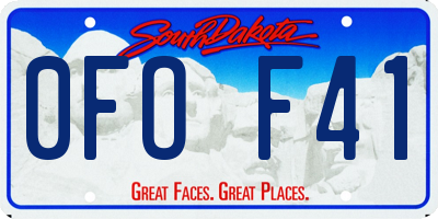 SD license plate 0FOF41