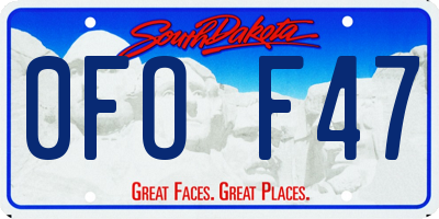 SD license plate 0FOF47