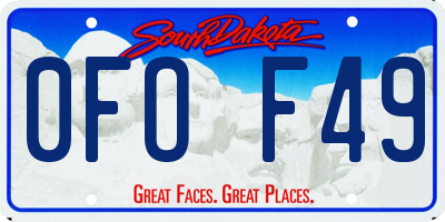 SD license plate 0FOF49