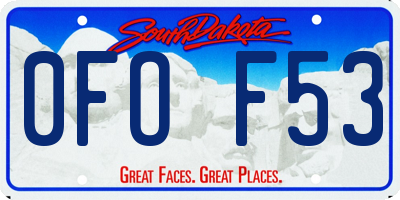 SD license plate 0FOF53