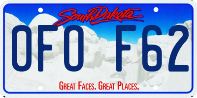 SD license plate 0FOF62