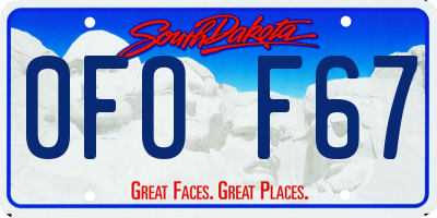 SD license plate 0FOF67