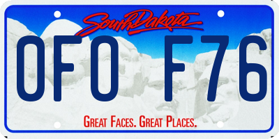 SD license plate 0FOF76
