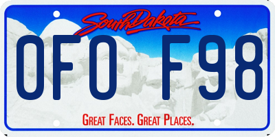 SD license plate 0FOF98