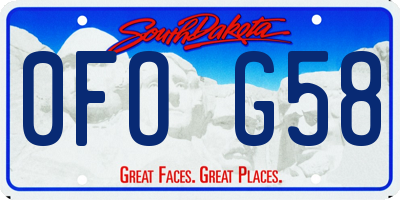 SD license plate 0FOG58