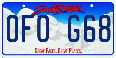 SD license plate 0FOG68