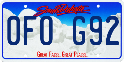 SD license plate 0FOG92