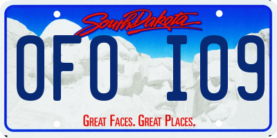 SD license plate 0FOI09