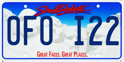 SD license plate 0FOI22