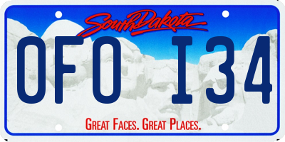 SD license plate 0FOI34