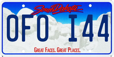 SD license plate 0FOI44