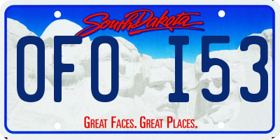 SD license plate 0FOI53