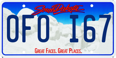 SD license plate 0FOI67
