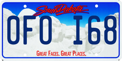 SD license plate 0FOI68