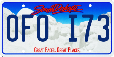 SD license plate 0FOI73