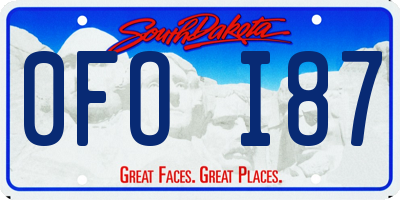 SD license plate 0FOI87