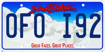 SD license plate 0FOI92
