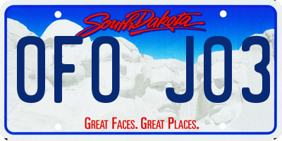 SD license plate 0FOJ03