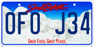 SD license plate 0FOJ34