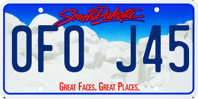 SD license plate 0FOJ45