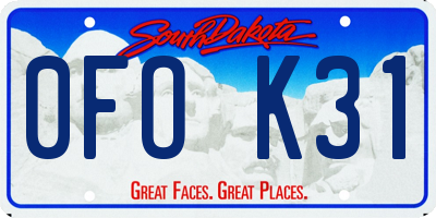 SD license plate 0FOK31