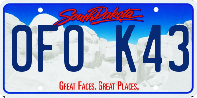 SD license plate 0FOK43