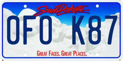 SD license plate 0FOK87