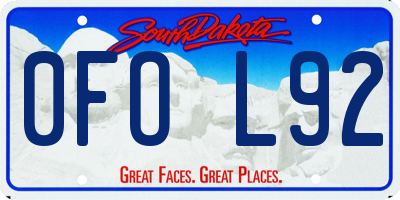 SD license plate 0FOL92