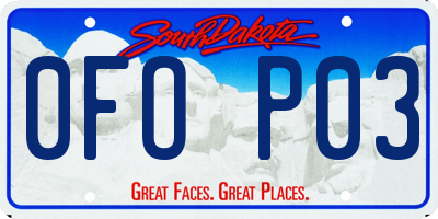 SD license plate 0FOP03