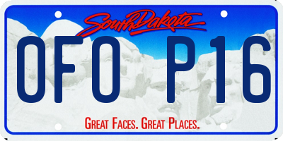 SD license plate 0FOP16