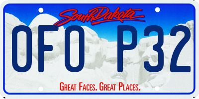 SD license plate 0FOP32