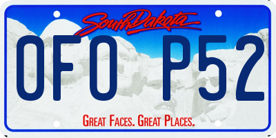 SD license plate 0FOP52