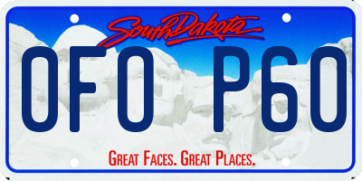 SD license plate 0FOP60