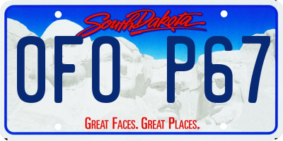 SD license plate 0FOP67