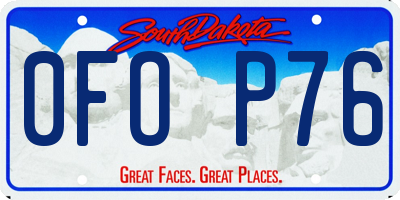 SD license plate 0FOP76